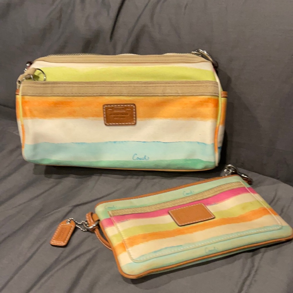 Coach watercolor bag and wristlet